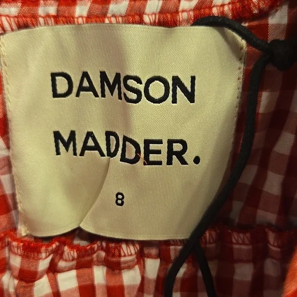 DAMSON MADDER Dakota Red Gingham Bow Midi Dress EU 8/US 4 - Picture 7 of 13